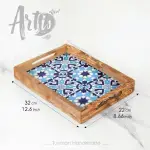 Olive Wood Rectangular Tray with Ceramic - Image 6