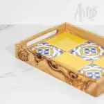 Olive Wood Rectangular Tray with Ceramic - Image 5