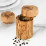 Olive Wood Salt Cellar Set with Lid - Image 11