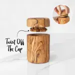 Olive Wood Salt Cellar Set with Lid - Image 2