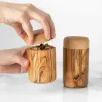Olive Wood Salt Cellar Set with Lid - Image 4