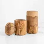 Olive Wood Salt Cellar Set with Lid - Image 3