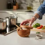 Olive Wood Salt Cellar - Spoon & Swivel Lid - Image 13