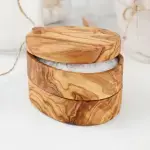 Olive Wood Salt Cellar with Lid - Image 11