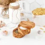 Olive Wood Salt Cellar with Lid - Image 2