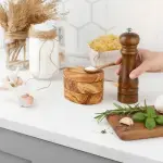 Olive Wood Salt Cellar with Lid - Image 10