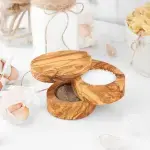 Olive Wood Salt Cellar with Lid - Image 6