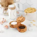 Olive Wood Salt Cellar with Lid - Image 4