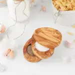 Olive Wood Salt Cellar with Lid - Image 3