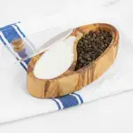 Olive Wood Salt Cellar with Plexiglass Lid - Image 3
