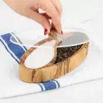 Olive Wood Salt Cellar with Plexiglass Lid - Image 4