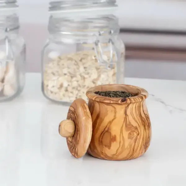 Olive Wood Spice Box with Lid