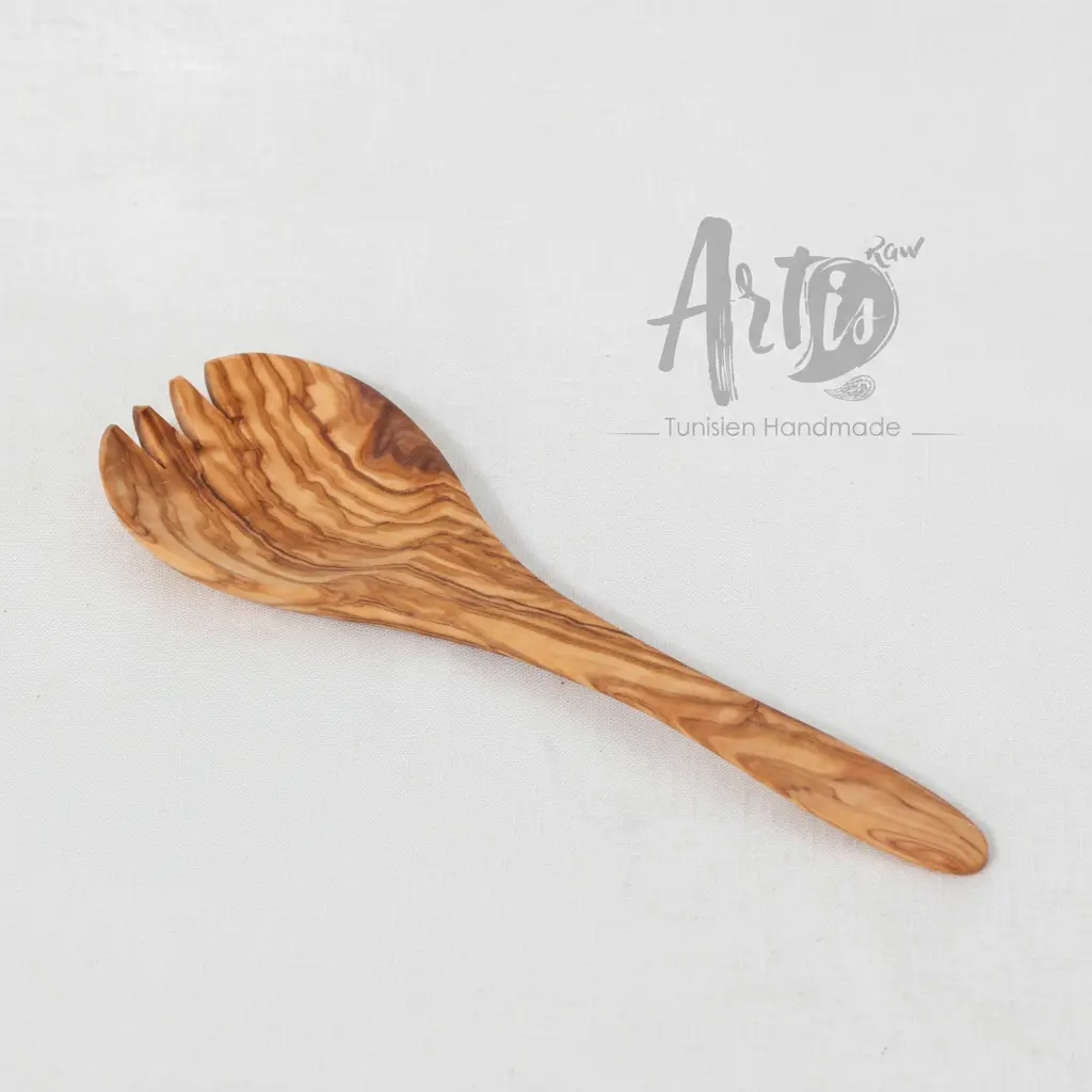 SS012-25-F_20251031_173110_722044_0 Olive Wood Spork Handmade Kitchen Utensil - Image 1