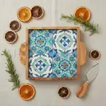 Olive Wood Tray with Hand-painted Ceramic Tiles - Image 11