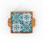 Olive Wood Tray with Hand-painted Ceramic Tiles - Image 7