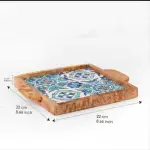 Olive Wood Tray with Hand-painted Ceramic Tiles - Image 6