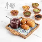 Olive Wood Tray with Hand-painted Ceramic Tiles - Image 4