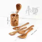 Olive Wood Utensil Holder for 5 Spoons - Image 4