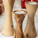 Set of 3 Tunisian Olive Wood Candle Holders - Image 9