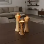 Set of 3 Tunisian Olive Wood Candle Holders - Image 8