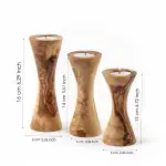 Set of 3 Tunisian Olive Wood Candle Holders - Image 2