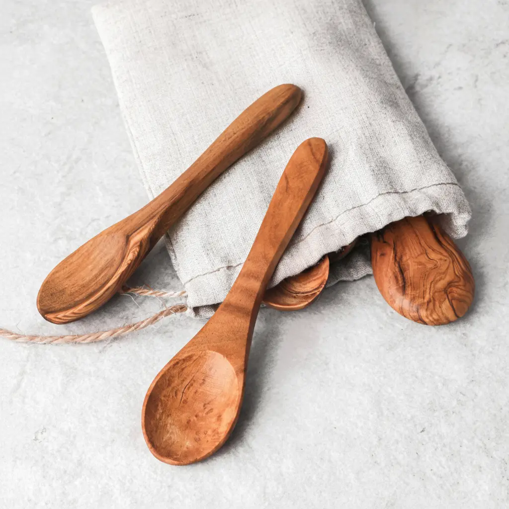 SS009-13_20251031_173405_627989_2 Small Olive Wood Spoon Handmade Mini Wooden Utensil - Image 1