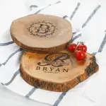Small Round Charcuterie Board Handmade from Olive Wood - Image 4