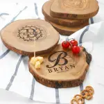 Small Round Charcuterie Board Handmade from Olive Wood - Image 3