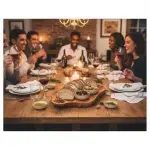 Tunisian Handmade Wood Serving Platter - Image 6