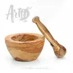 Tunisian Olive Wood Mortar and Pestle - Image 2