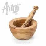 Tunisian Olive Wood Mortar and Pestle