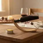 Vintage Olive Wood Bottle Holder with Beeswax - Image 6