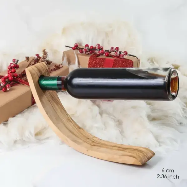 Vintage Olive Wood Bottle Holder with Beeswax