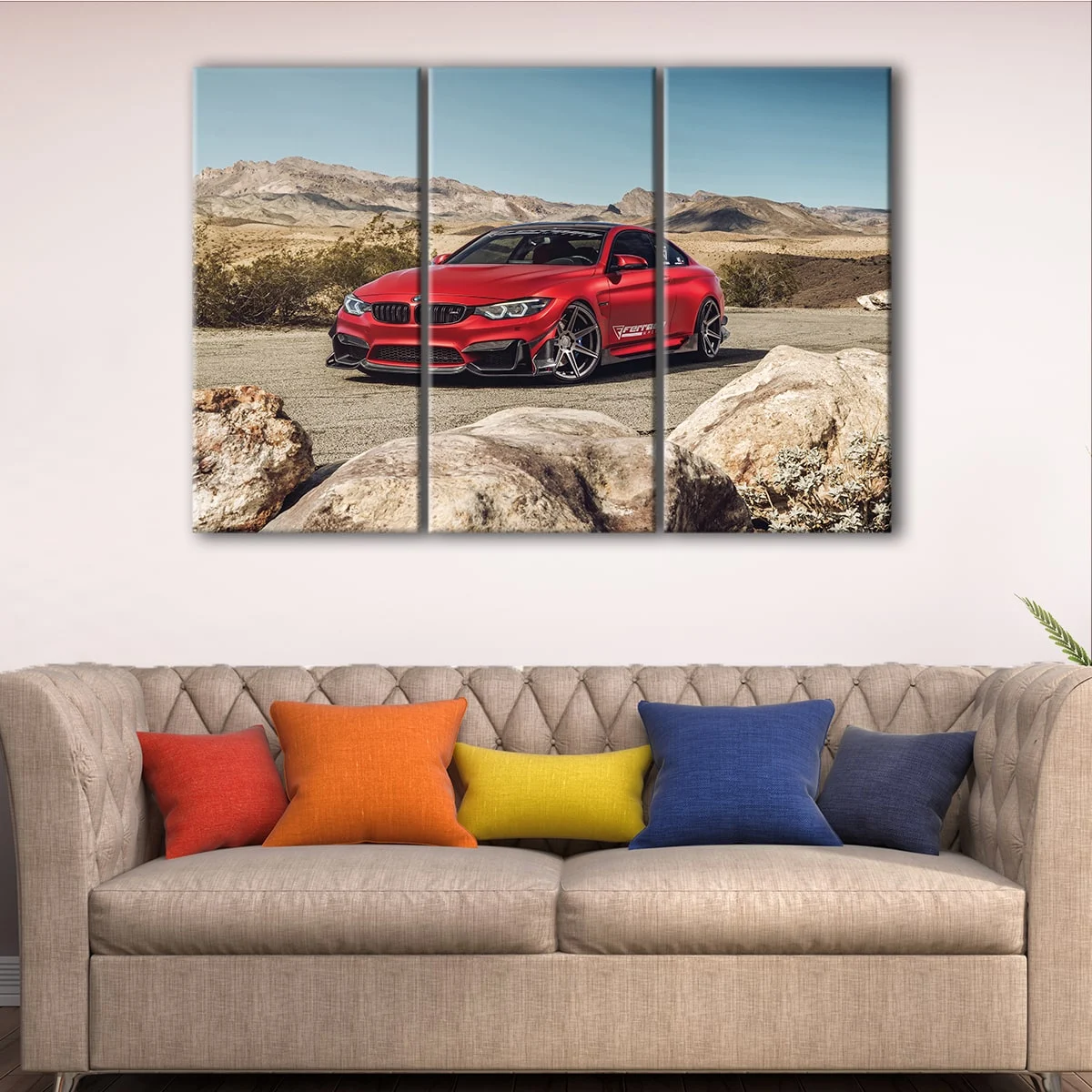 Red Bmw M4 canvas art