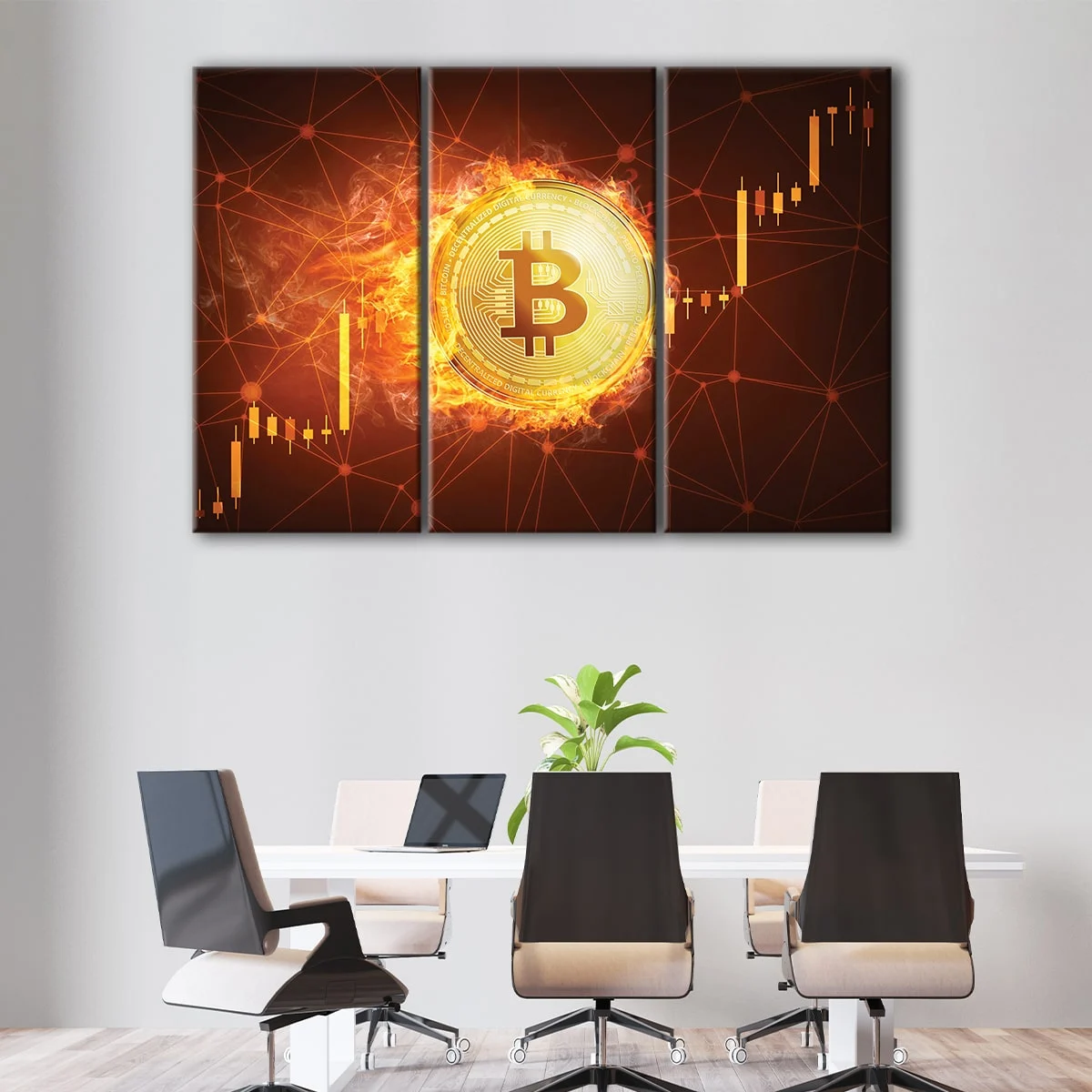 Bitcoin in Fire canvas art