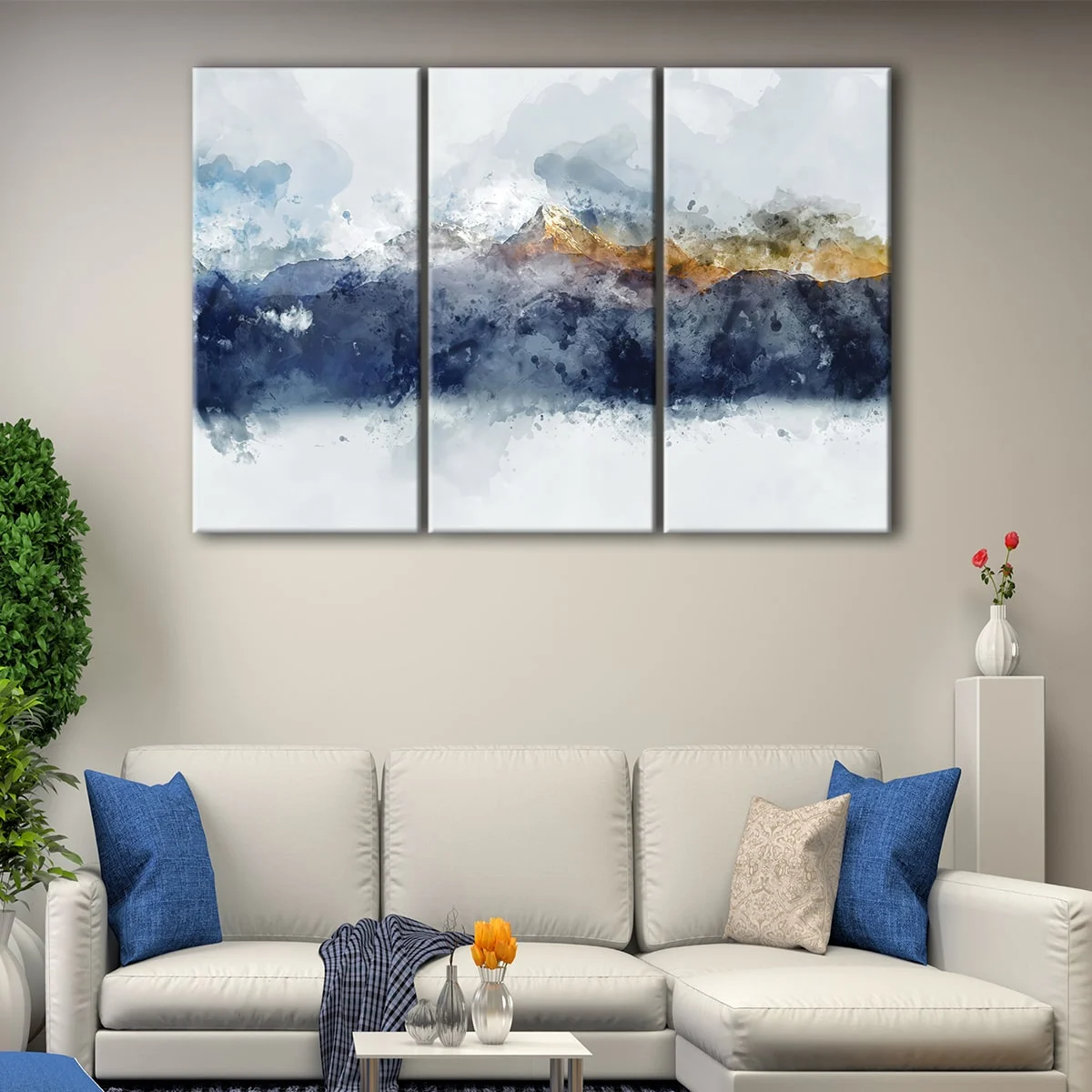 Blue Watercolor Mountain canvas art