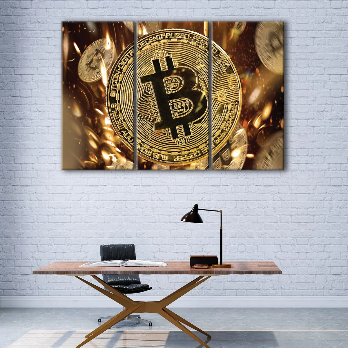 Golden Bitcoin canvas art