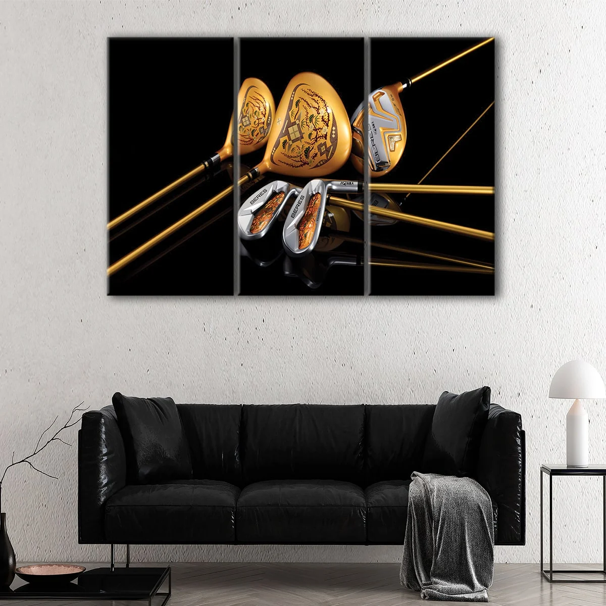 Golden Golf Clubs canvas art