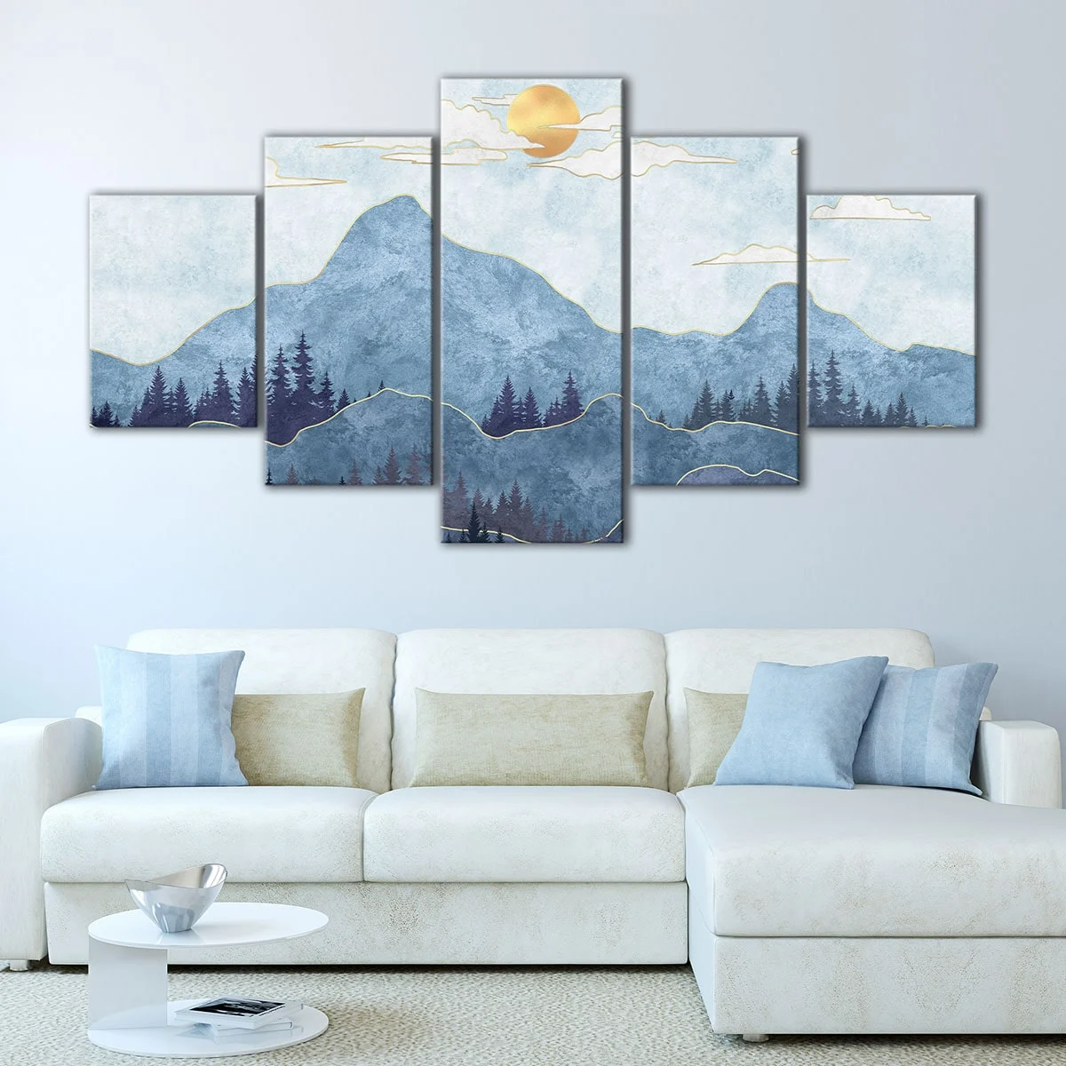 Blue Boho Mountain canvas art