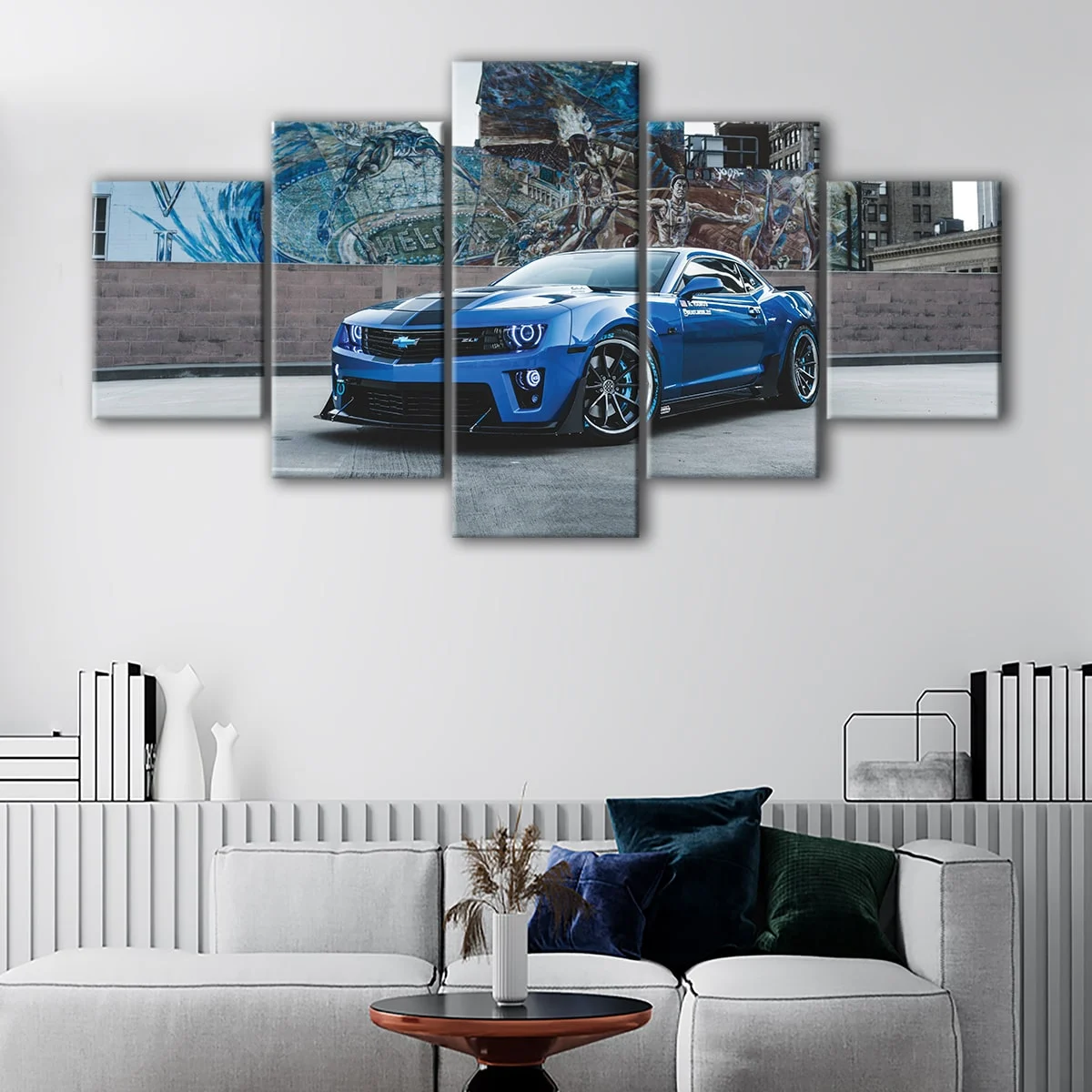 Blue Chevrolet Camaro canvas art