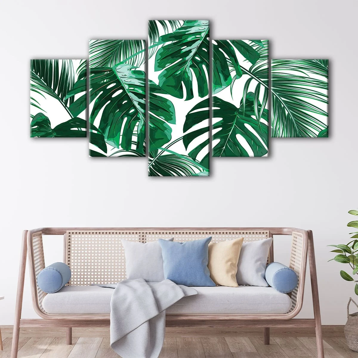 Green Monstera Leaves canvas art