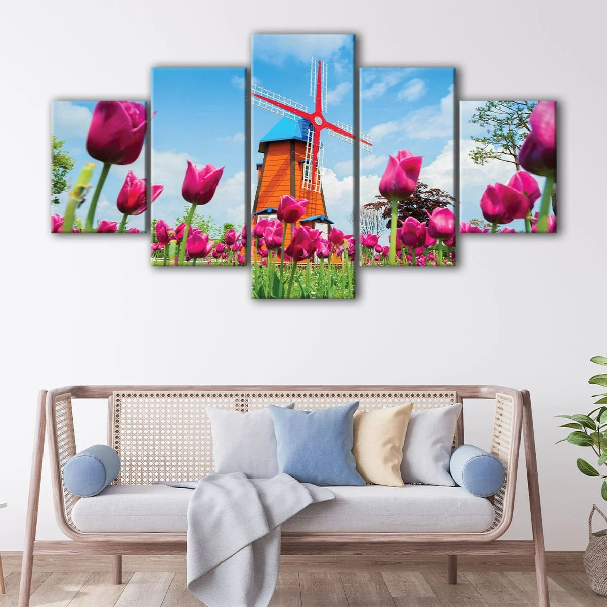 Pink Tulips Field canvas art