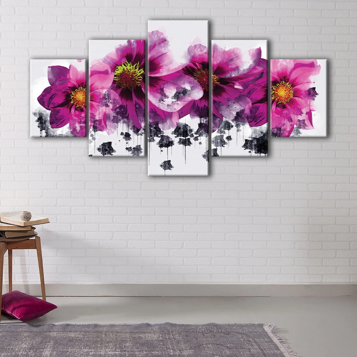 Pink Watercolor Flowers canvas art