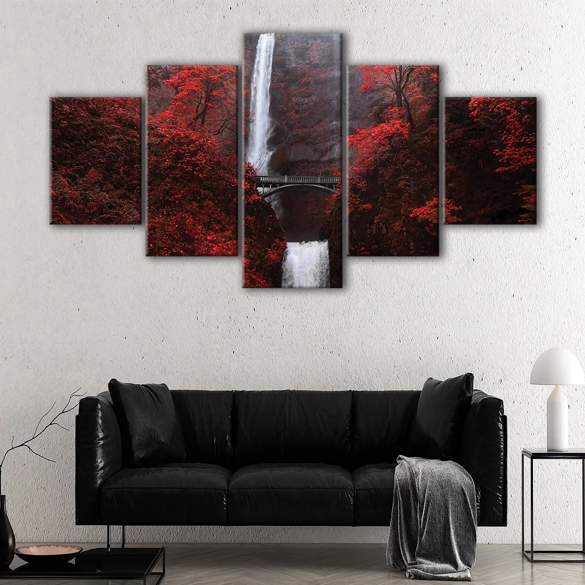 Red Autumn Waterfall canvas art