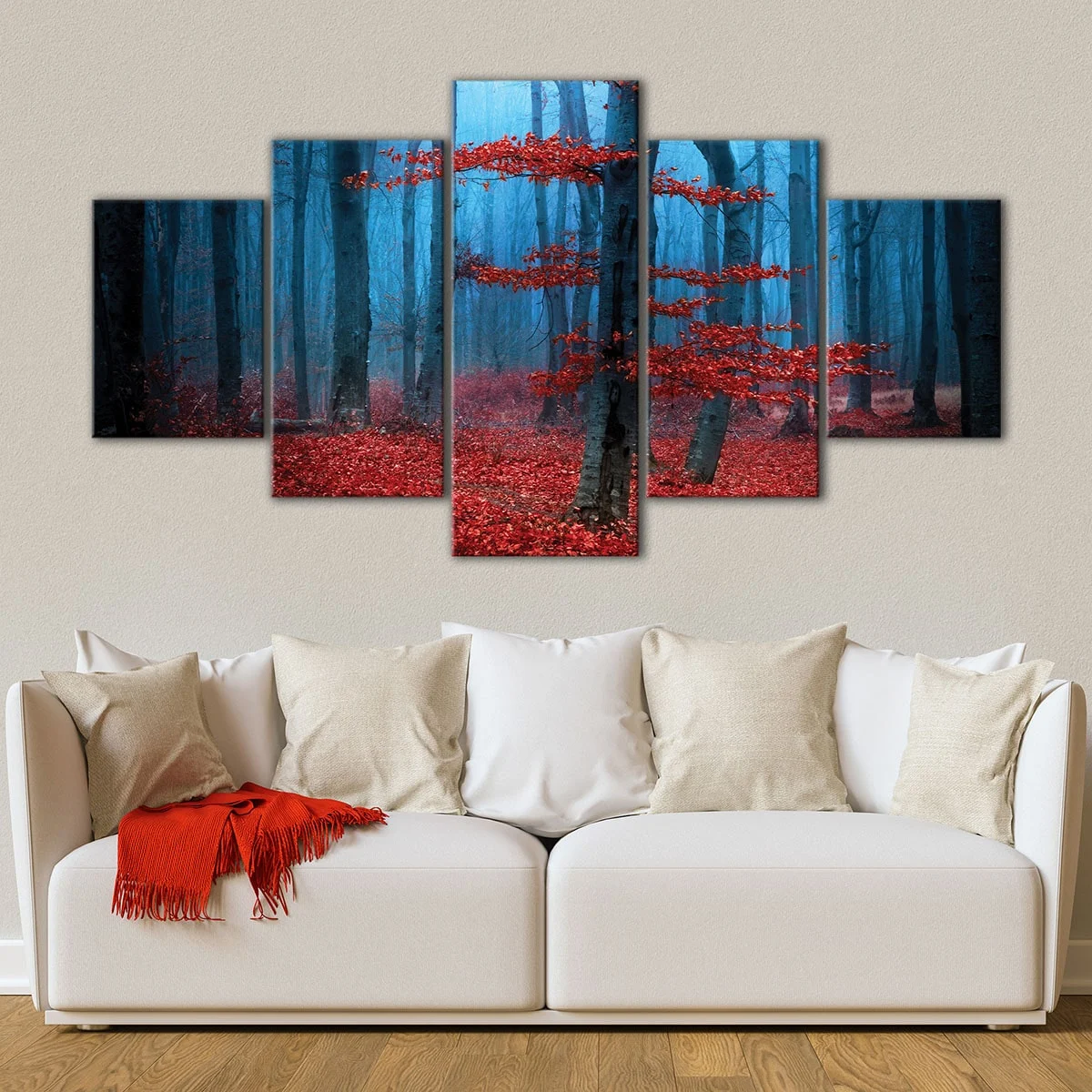 Red & Blue Forest canvas art