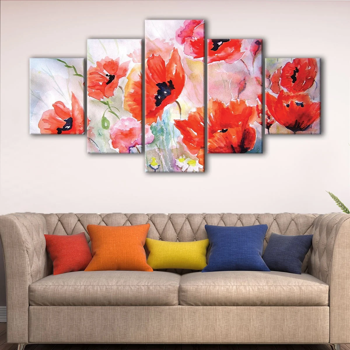 Watercolor Red Flowers canvas art
