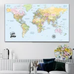 Atlas World Map with Push Pins - Image 2