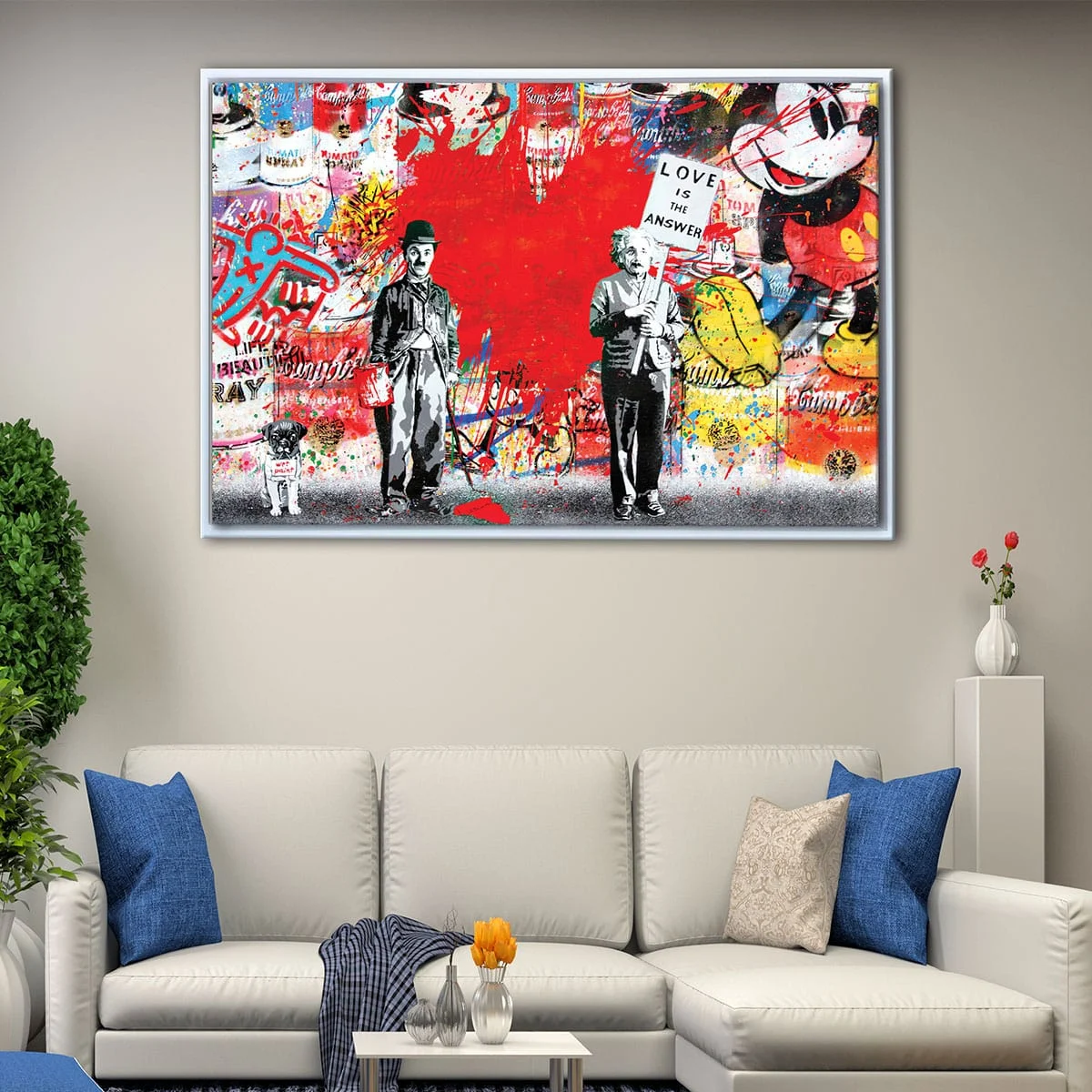 Chaplin VS Einshtein canvas art