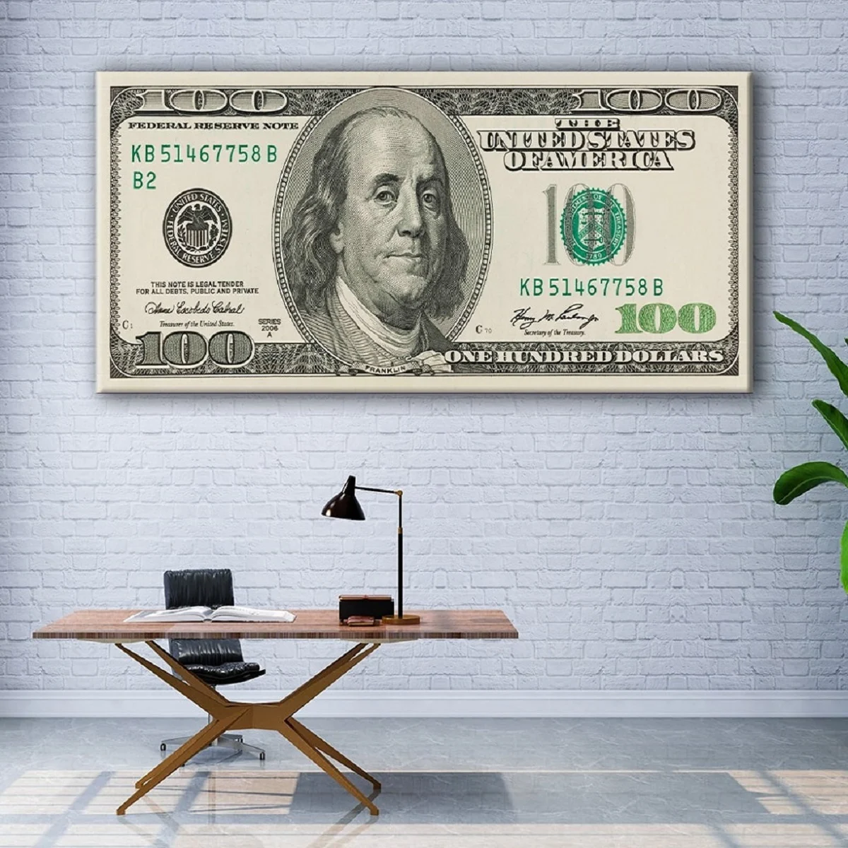 100 Dollar Bill canvas art