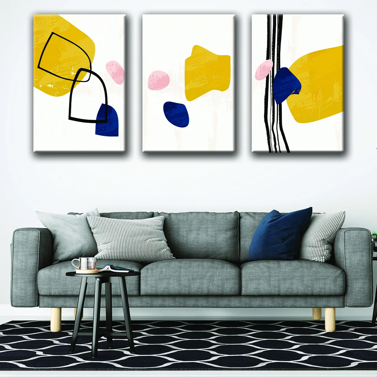 Blue and Yellow Boho canvas art
